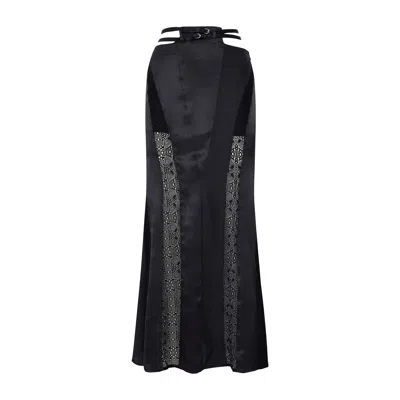 Pcfg Women's Pure Silk Long Skirt - Jet Black