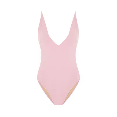 Pcfg Women's The Solar Reflections Low Back V-neck Swimsuit -pink