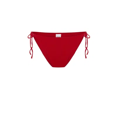Pcfg Women's The Solar Reflections Terry Tie-side Bikini Bottom - Red In White