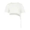 Pcfg Women's White Free Heaven Crop String Tshirt - Blanc De Blanc In White