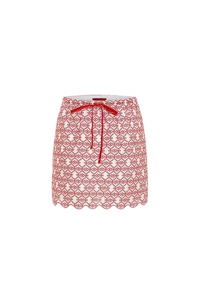 Pcfg Women's White The Broderie Anglaise Edit Mini Skirt With Embroidery