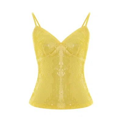 Pcfg Women's Yellow Sequin Strap Top