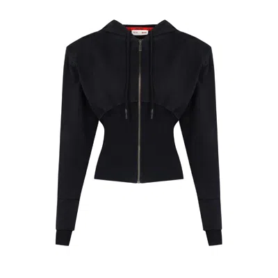 Pcfg Women's Your Itch Corset Zipped Hoody - Jet Black