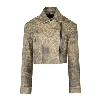 Pcfg Women's Your Itch Wash Effect Leather Jacket In Green