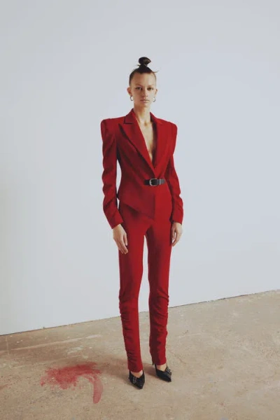 Pcfg Wool Blend Your *itch Fitted Blazer Jacket In Red