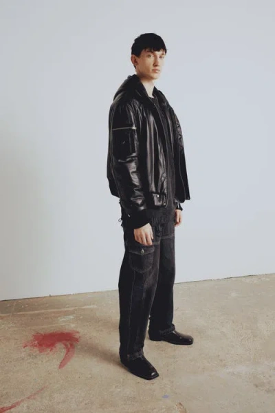 Pcfg Your *itch Bomber Leather Jacket In Black