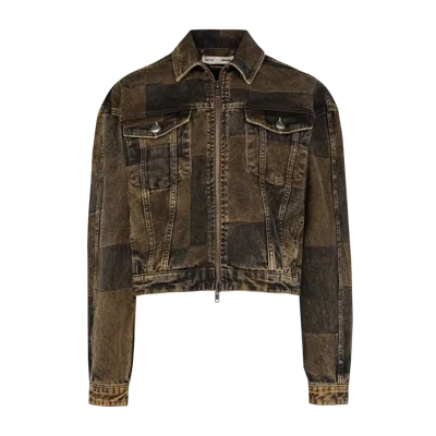Pcfg Your *itch Colorblocked Denim Jacket In Brown
