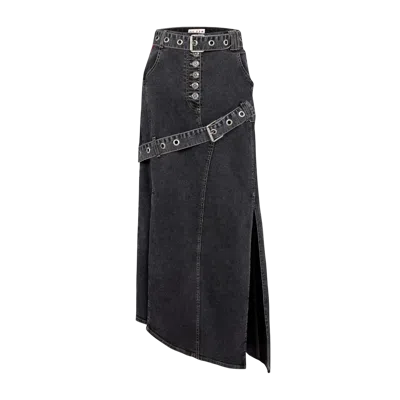Pcfg Your *itch Colorblocked Denim Skirt In Black