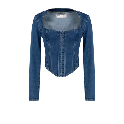 Pcfg Your *itch Corset Denim Corset Top In Blue