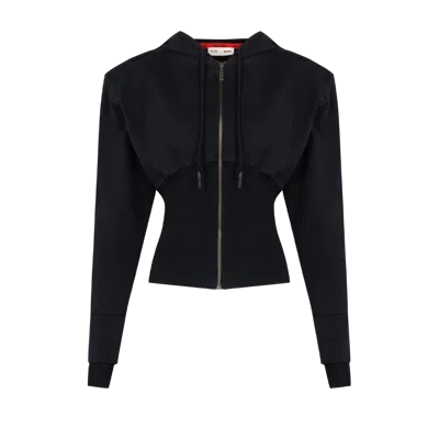 Pcfg Your *itch Corset Zi̇pped Hoody In Black