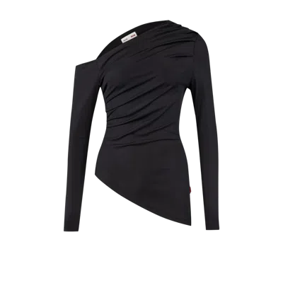 Pcfg Your *itch Draped Long Sleeve Top In Black
