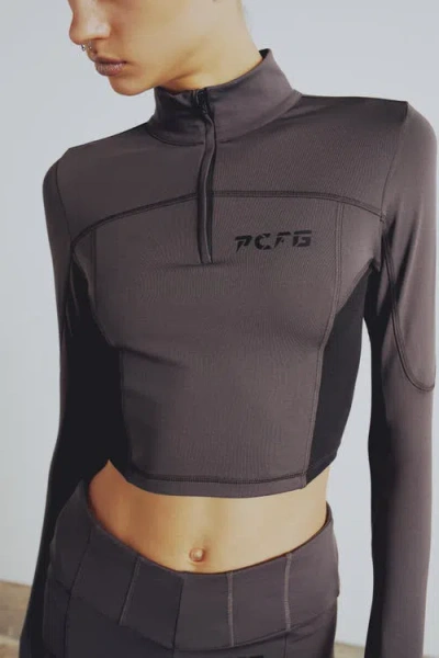 Pcfg Your *itch High Neck Active Top In Brown