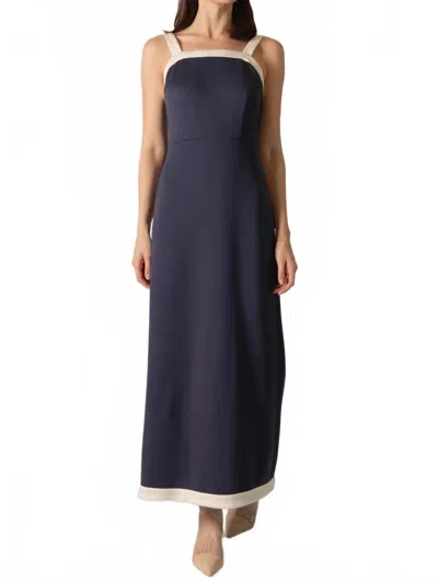 P.cill Amanda Contrast Border Maxi Dress In Navy In Blue