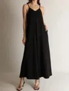 P.cill Bea Spaghetti Strap Jumpsuit In Black In Black