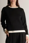 P.cill Betty Contrast Border Top In Black/eggshell Trim In Multi