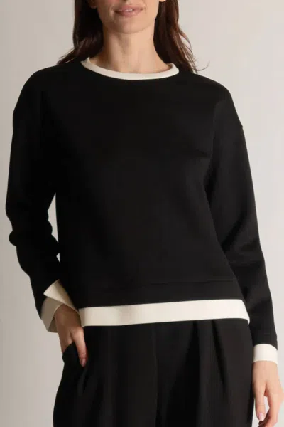 P.cill Betty Contrast Border Top In Black/eggshell Trim In Multi
