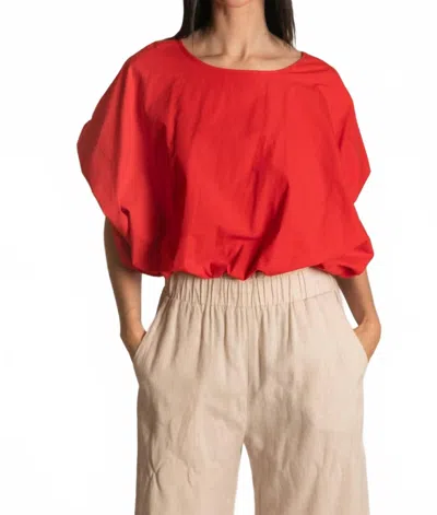 P.cill Billowy Poplin Top In Red