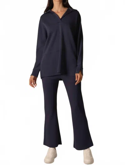 P.cill Butter Modal Collared Top In Navy In Blue