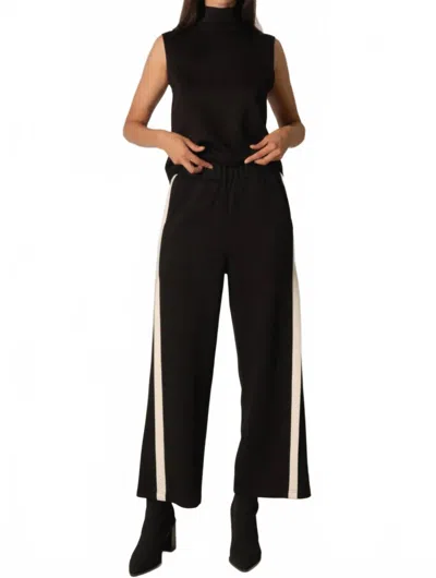 P.cill Butter Modal Double Side Stripe Pants In Black