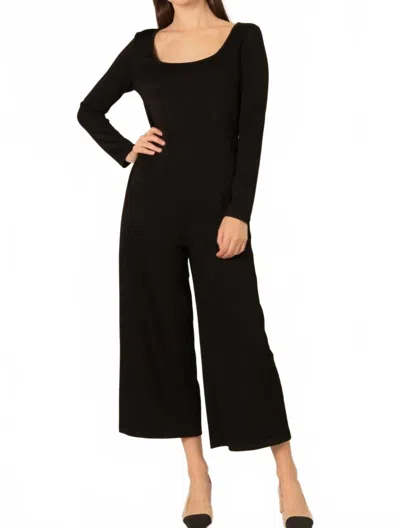P.cill Butter Modal Fitted Long Sleeve Jumpsuit In Black