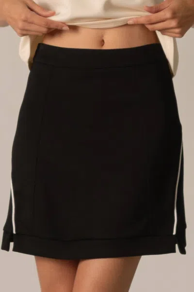 P.cill Butter Modal Piping Detail Mini Skirt In Black In Multi