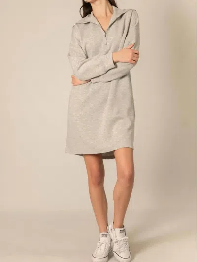 P.cill Butter Modal Quarter Zip Long Sleeve Dress In Heather Grey In Multi