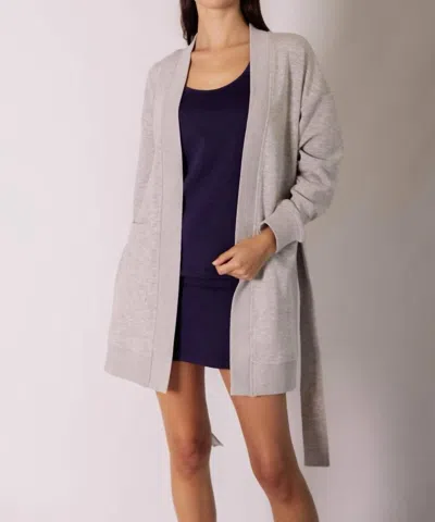 P.cill Butter Modal Ribbed Contrast Robe In Heather Grey In Gray