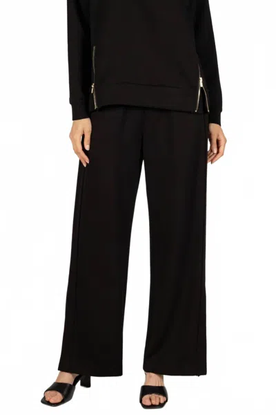 P.cill Butter Modal Side Binding Wide Leg Pants In Black
