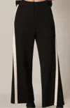 P.cill Butter Modal Side Strip Wide Leg Pants In Black In Multi