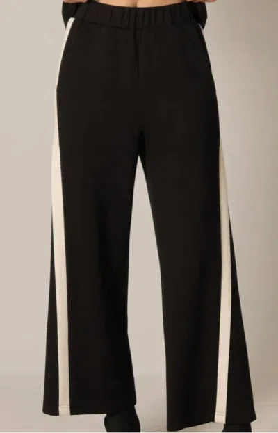 P.CILL BUTTER MODAL SIDE CONTRAST STRIPE PANTS IN BLACK /IVORY STRIPE
