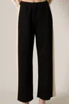 P.cill Butter Modal Side Strip Wide Leg Pants In Black In Black