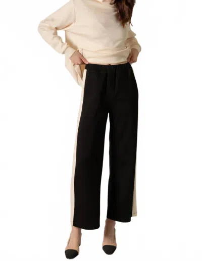 P.cill Butter Modal Single Side Stripe Pants In Black In Pink