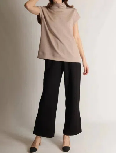 P.cill Capped Mock Top In Taupe In Grey
