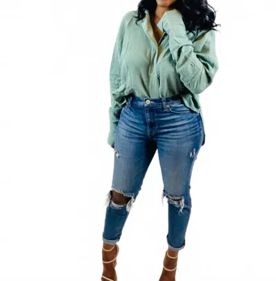 P.cill Elena Hooded Top In Pistachio In Green
