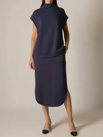 P.cill Elison Mockneck Top In Navy In Blue