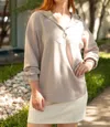P.cill Ella Half Zip Hooded Top In Taupe In Grey