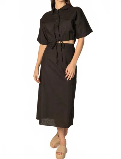 P.cill Linen Blend Cargo Skirt In Chocolate In Brown