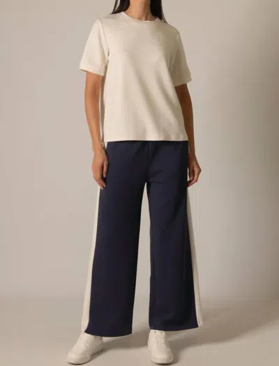 P.cill Lula Side Stripe Wide Leg Pants In Navy In Blue