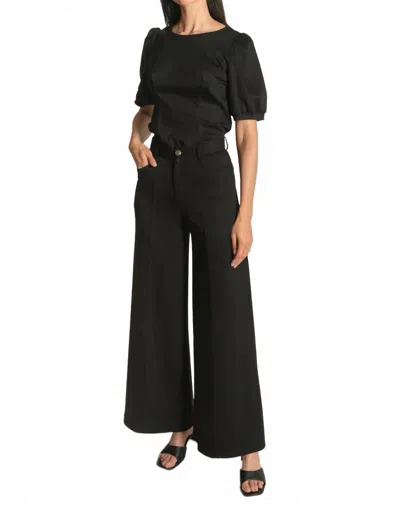 P.cill Modal Pleated Wide Leg Trouser In Black
