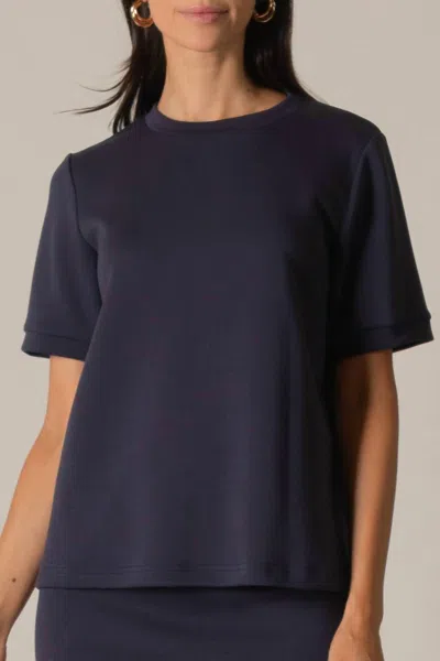 P.cill Modal Round Neck Short Sleeve Tee In Navy In Blue