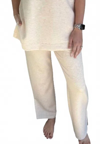 P.cill Modal Wide Leg Pants With Bottom Slits In Oatmeal In Neutral