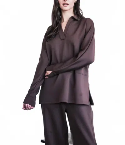 P.cill Relaxed Collared Tunic In Brown