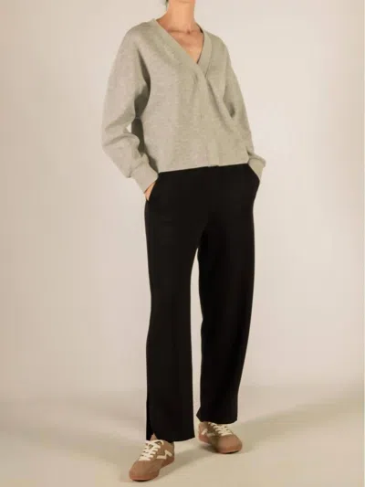 P.cill Rib Contrast Oversize Cropped Top In Heather Grey In Gray