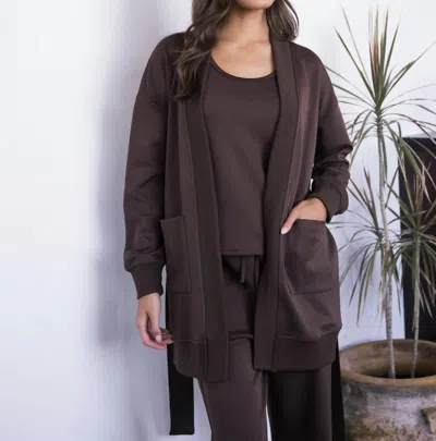 P.cill Ribbed Contrast Robe In Cocoa In Purple