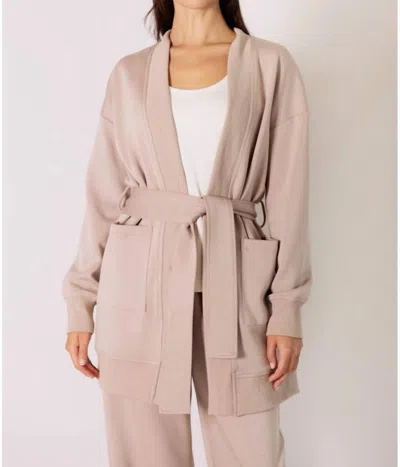 P.cill Ribbed Contrast Robe In Taupe In Neutral