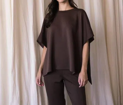 P.cill Side Slit Cape Top In Cocoa In Brown
