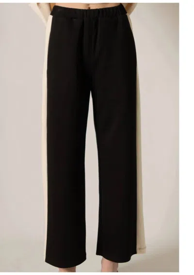 P.cill Side Stripe Wide Leg Pants In Black