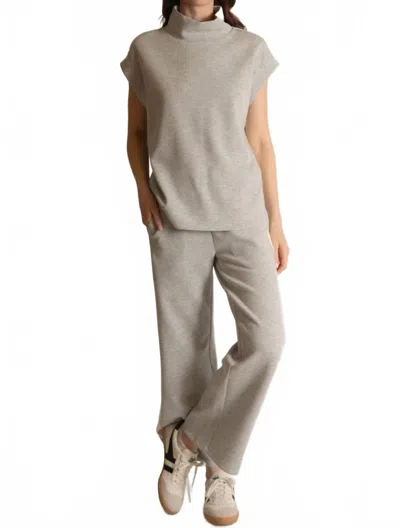 P.cill Cap Sleeve Mock Neck Top In Heather Gray In Neutral