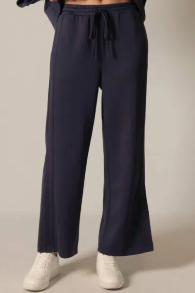 P.cill Tru Side Binding Wide Leg Pants In Navy In Blue