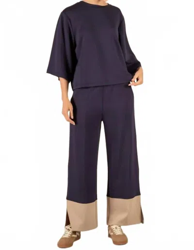 P.cill Women's Butter Colorblock Wide Leg Pants In Navy In Purple